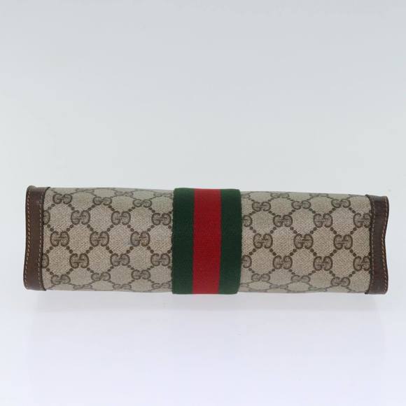 GUCCI GG Supreme Web Sherry Line Clutch Bag PVC Beige Red 89 01 002 Auth yk12307 - Picture 6 of 16
